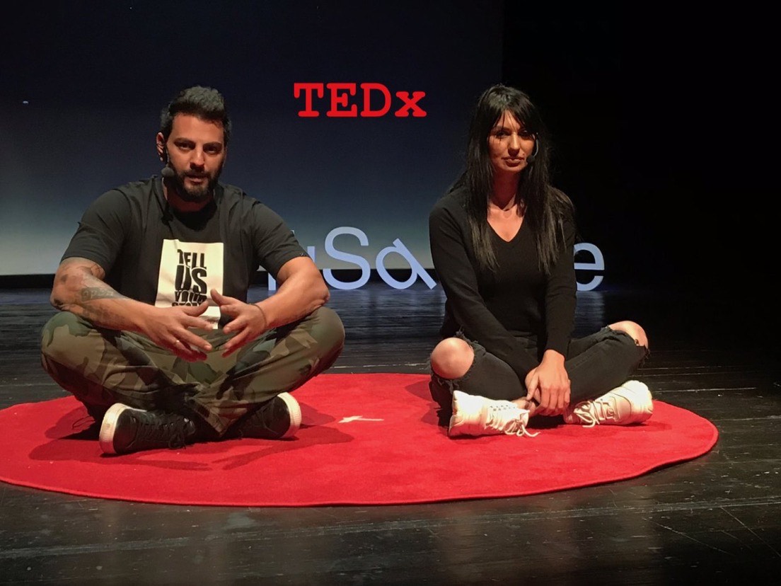 The founders of Aftognosia Plus on the TEDx stage, in 2019
